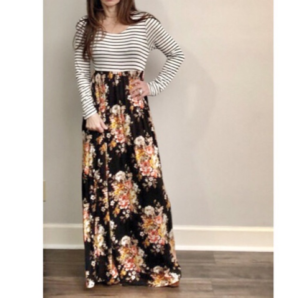 ✨LAST ONE ✨striped top floral skirt maxi dress - Picture 5 of 6
